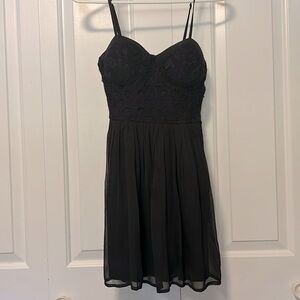 Cute Black Dress Stretchy Back Wired Cup Double Layer Sheer & Lace
